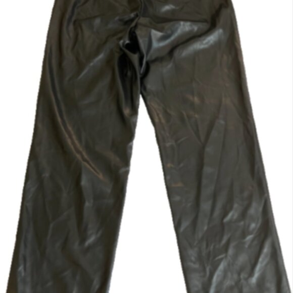 Mode of One Mens Relaxed Fit Faux Leather Pull On Pants in Deep Black Size S - Picture 6 of 8